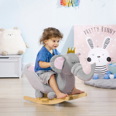 Homcom Baby Rocking Horse Elephant Rocking Chair Rocker ToyFor 18-36 Months from B&Q