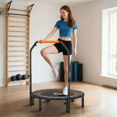 Homcom 40" Foldable Mini Fitness Trampoline W/ Foam Handle, Orange