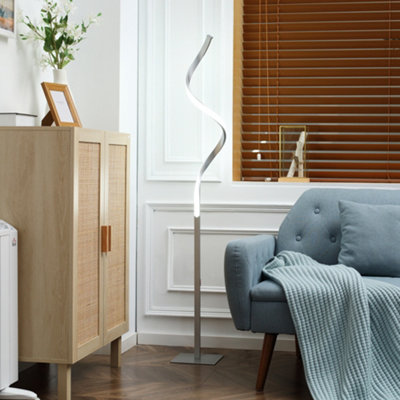Rackhams Silver Dimmable Floor Lamp For Living Room, Modern Spiral Standing Lamp With 3 Adjustable Brightness And Square Base, - Image 10