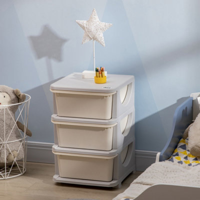 Homcom Kids Storage Units With Drawers 3 Tier Chest Vertical Dresser Tower Cream from B&Q