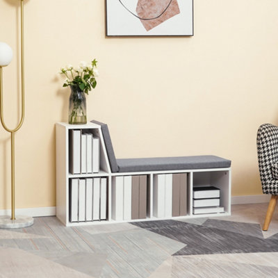 Homcom 2 Tier Bookcase W/ Removable Cushions Storage Cabinet For Living Room from B&Q