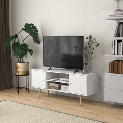Homcom Tv Unit Cabinet For Tvs Up To 55 Inches W/ Shelves And CupboardsWhite from B&Q