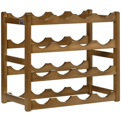 Bamboo Wine Rack 16 Bottles4-Tier Display Storage Shelves For Countertop from B&Q