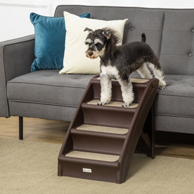 Pet Stairs Foldable Non Slip Dog Steps Bed Sofa Small Dogs Portable Brown - Image 6