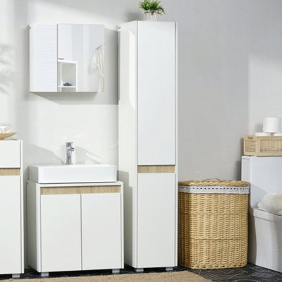Kleankin 5-Tier Modern Tall Bathroom Cabinet With Adjustable Shelves White - Image 10