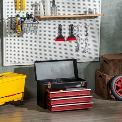 Durhand Lockable 3 Drawer Tool Chest With Ball Bearing Slide Drawers Black from B&Q