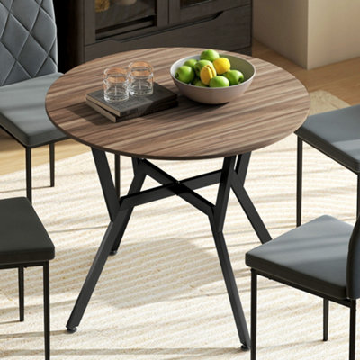 Homcom Black/Brown Kitchen Table With Steel Legs, Dining Table, Small