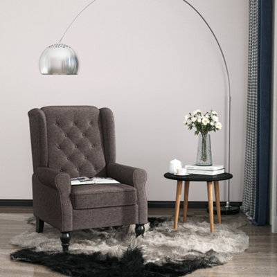 Homcom Accent Chair Wingback Armchair Retro Tufted Club Wood Fabric, Brown