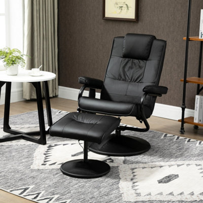 Homcom Massage Recliner Chair Cushioned Ottoman 10 Point Vibration Black