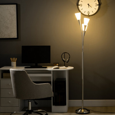 Homcom Unisex Silver Modern Floor Lamp For Living Room Bedroom 3 Light Upright In - Image 10