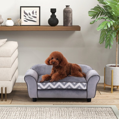 Pawhut Dog Sofa Cat Couch Bed For Xs Dogs W/ Removable Sponge CushionGrey from B&Q