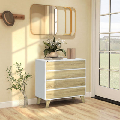 Homcom Chest Of Drawers, 4 Drawer Storage Cabinet Organiser For Bedroom White