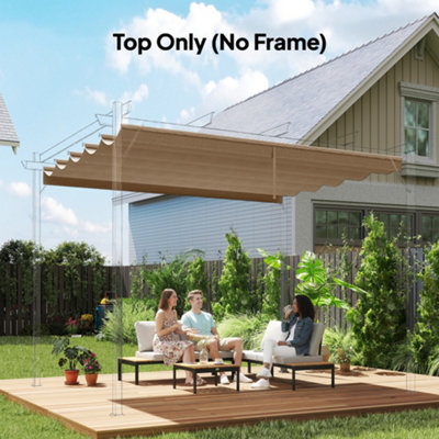 Outsunny Beige Pergola Shade Cover Replacement Canopy For 3 X 3(M) Pergola, - Tan - 250L X 255W Cm - Image 9