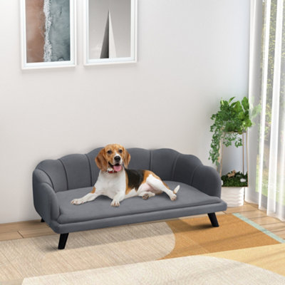 Pawhut Grey Dog Sofa, Pet Couch Bed For, Dogs W/ Legs, Cushion Medium