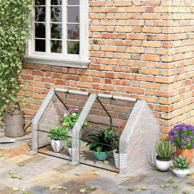 Outsunny Mini Small Greenhouse With Steel Frame & Pe Cover & WindowWhite from B&Q