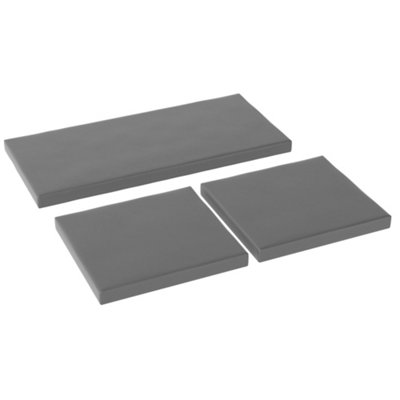 Rackhams Grey/Dark 3Pcs Rattan Garden Seat Cushions Pads For Patio Furniture, - Image 6