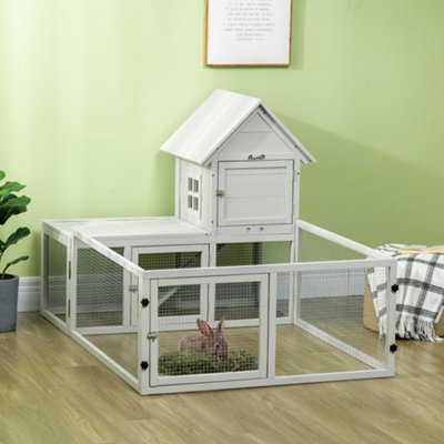 B&Q -  Rabbit HutchGuinea Pig Cage With Run & TrayIndoor UseLight Grey