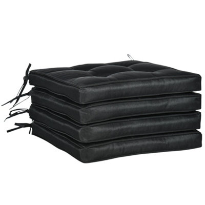 Outsunny Replacement Garden Seat Cushion Pad With Ties - Black - Image 8