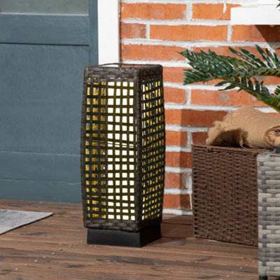 Outsunny Outdoor Rattan Solar Lantern Wtih Auto On/off Solar Powered Led Lights from B&Q