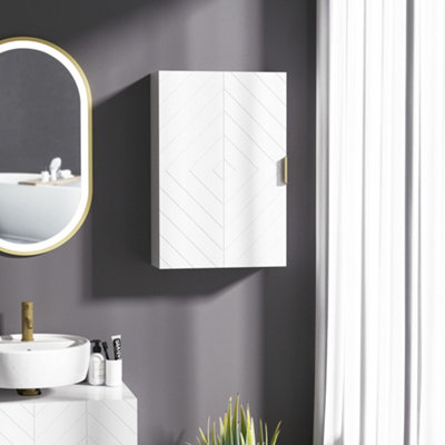 Kleankin Bathroom Wall Cabinet With Adjustable Shelves For Hallway, Living Room