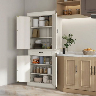 HOMCOM Tall Freestanding Kitchen Pantry Cupboard With DrawerWhite from B&Q