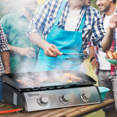 Outsunny Portable Gas Plancha Barbecue Grill With 3 Stainless Steel Burner from B&Q