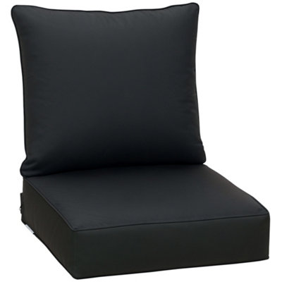 B&Q -  Outdoor Seat And Back Cushion SetDeep Seating Chair CushionBlack
