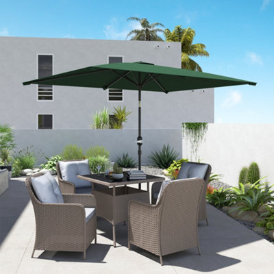 Outsunny 3X2M Patio Parasol Canopy Tilt Crank 6 Ribs Sun Shade Garden Green from B&Q