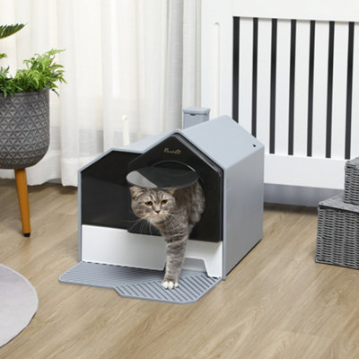 B&Q -  Hooded Cat Litter Tray W/ ScoopDrawer PanHandleDeodorants