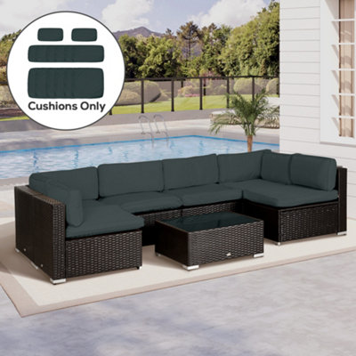 Outsunny Garden Rattan Sofa Set Polyester Cover Replacement No Cushion Grey - Image 4