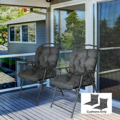 Outsunny Dark Grey Set Of 2 Outdoor Seat Cushions 50W X 98L X 8Dcm Comfortable Seat Pad With Backrest For Sunbeds, Rocking Chairs, Loungers - Image 5