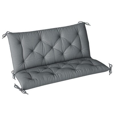 Outsunny 2 Seater Garden Bench Cushion, Dark Grey, 98L X 100W X 8D Cm, Cotton Padding, Ties, Splash-Resistant Fabric (84B-137V71cg) - Image 4