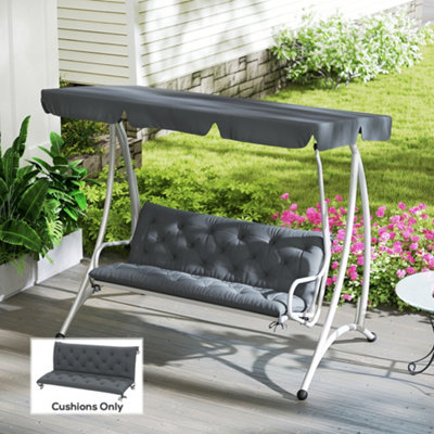 Outsunny Unisex Dark Grey Garden Bench Cushion Outdoor Seat Pad With Ties In - Image 4
