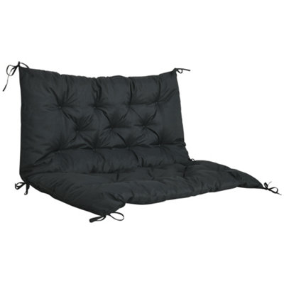 B&Q -  2 Seater Garden Bench Cushion Outdoor Seat Pad With Ties Black