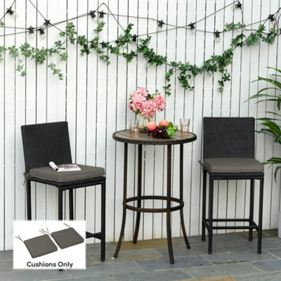 Rackhams Dark/Grey 45 X 45Cm Replacement Garden Seat Cushion Pad With Ties, - Image 6