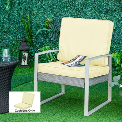 Outsunny Unisex Cream Outdoor Seat & Back Cushion Set Replacement Cushions In - Image 3