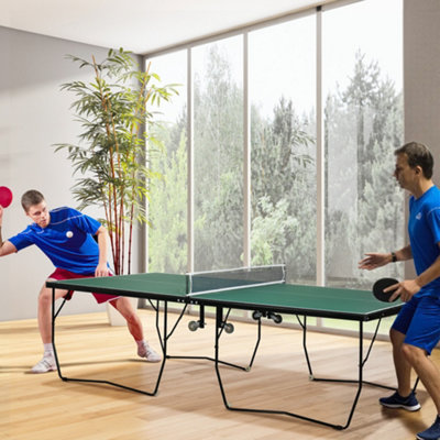 Sportnow Green Folding Table Tennis Table W/ 8 Wheels For Indoors, 9Ft