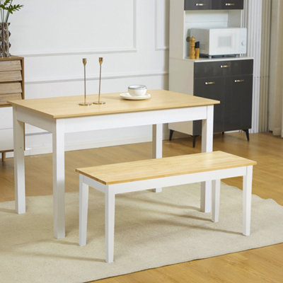 B&Q -  Wood Dining Bench Wooden Bench For 2 PeopleWhite
