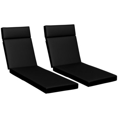 Outsunny Set Of 2 Lounger Cushions Only Deep Seat Patio Cushions Black from B&Q