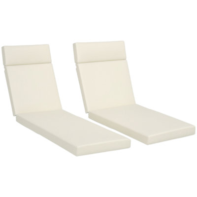 Outsunny Set Of 2 Lounger Cushions Only Deep Seat Patio Cushions White from B&Q