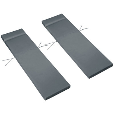 Outsunny Set Of 2 Lounger Cushions Only Deep Seat Patio Cushions Dark Grey from B&Q