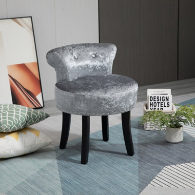 B&Q -  Dressing Table Stool Vanity Seat W/ Rubber Wood Legs BedroomGrey