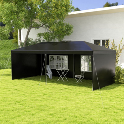 Rackhams Black 6M X 3M Garden Gazebo Marquee Canopy Party Tent Canopy Patio - Image 2