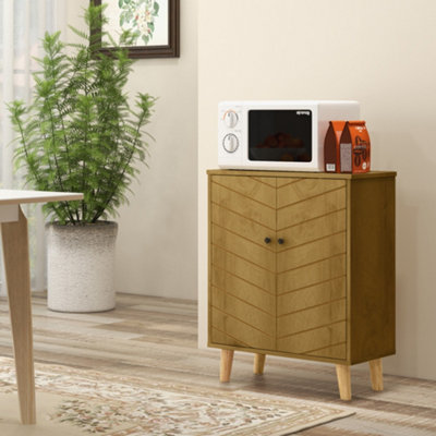 B&Q -  Storage Cabinet For Living Room Sideboard With Chevron Doors Natural