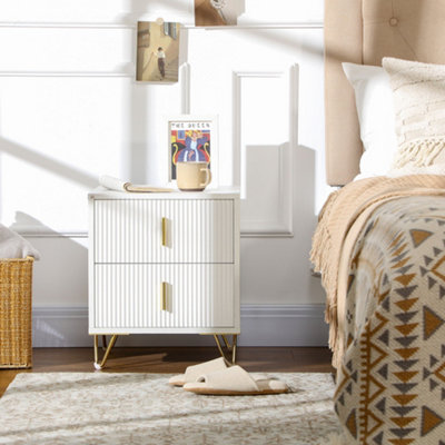 Homcom Bedside TableModern Nightstand With Hairpin Legs For BedroomWhite from B&Q
