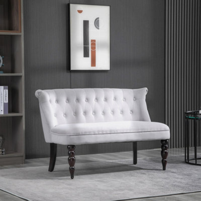 Homcom Grey Velvet-Feel French Two-Seat Lounger Couch With Wood Frame,