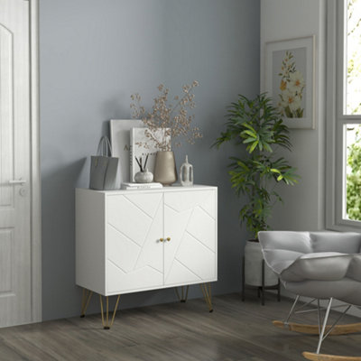 Rackhams White Freestanding Storage Cabinet With Adjustable Shelves For Living Room - Image 10