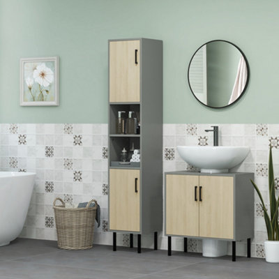 Kleankin Bathroom Sink CabinetUnder Sink Basin Storage Cupboard With Shelf from B&Q