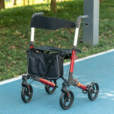 Homcom Folding Rollator Walker W/ Seat Storage Bag Adjustable Handle For Seniors - Image 4