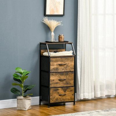 Homcom Unisex Brown Storage Cabinet With Fabric Drawers & Display Shelves In Size 3 - Image 9